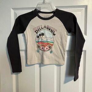 Billabong Kid's Raglan Tee Size Medium Tropical Graphic Surf Style